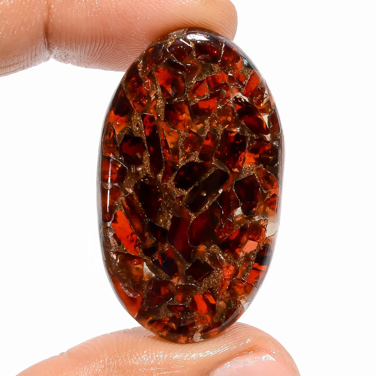 Spiny Copper Hessonite Garnet Oval Shape Cabochon Loose Gemstone 43.5 Ct. 39X23X5 mm V-5827