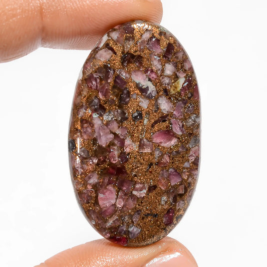 Attractive Top Grade Quality Spiny Copper Ruby Oval Shape Cabochon Gemstone For Making Jewelry 46.5 Ct. 42X25X4 mm V-5840