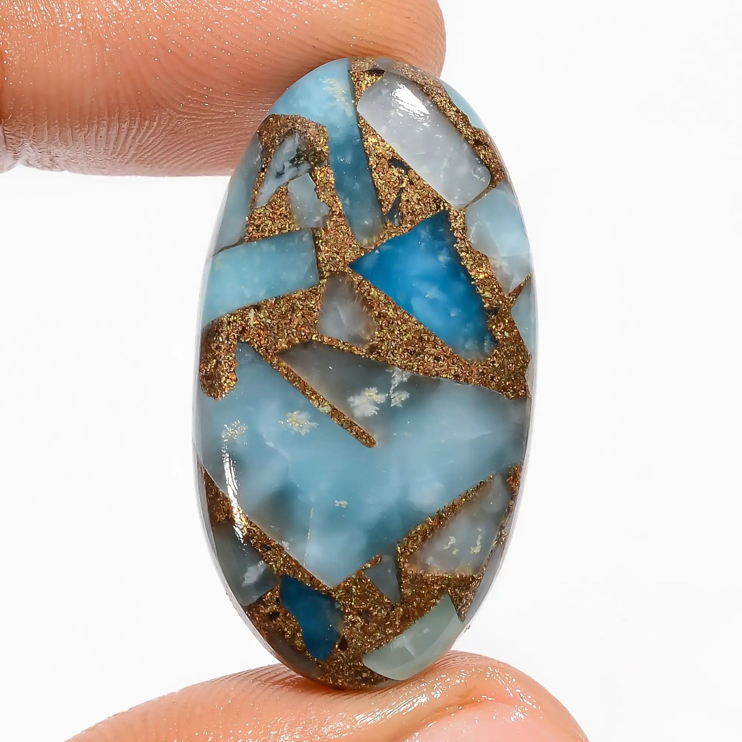 Spiny Copper Smithsonite Oval Shape Cabochon Loose Gemstone 31 Ct. 33X18X5 mm V-5845