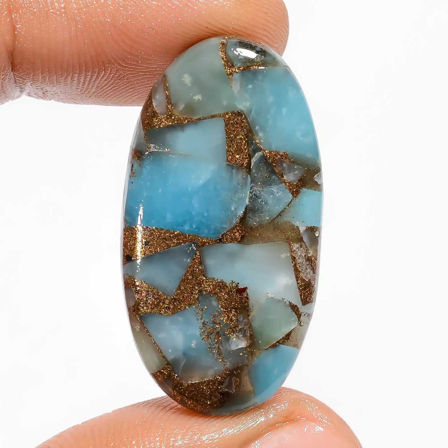 Spiny Copper Smithsonite Oval Shape Cabochon Loose Gemstone 23 Ct. 33X17X5 mm V-5846