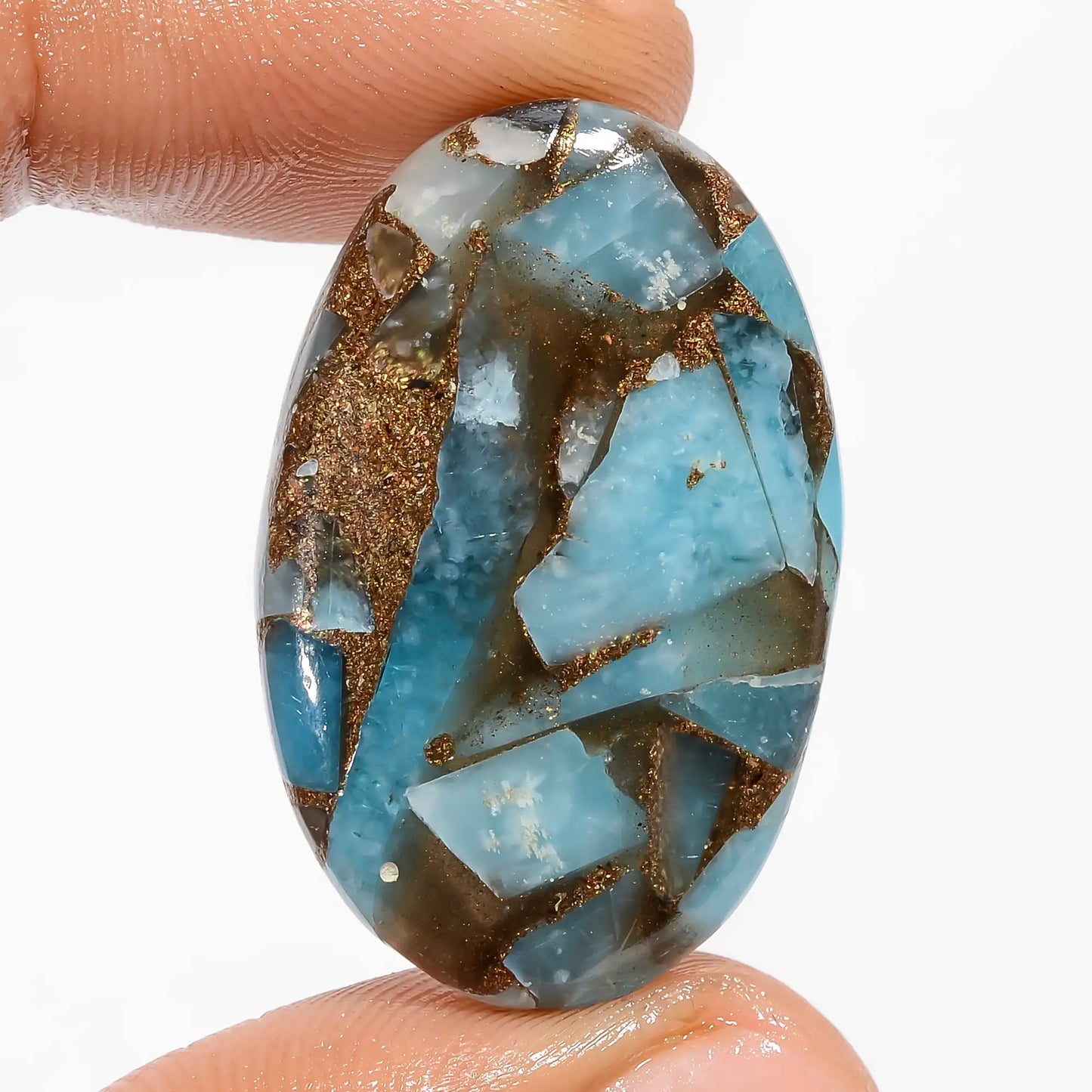Spiny Copper Smithsonite Oval Shape Cabochon Loose Gemstone 24 Ct. 32X20X5 mm V-5848