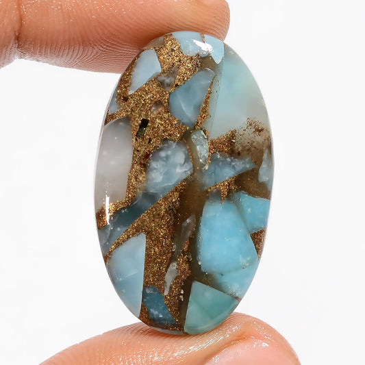 Spiny Copper Smithsonite Oval Shape Cabochon Loose Gemstone 31 Ct. 33X20X5 mm V-5850