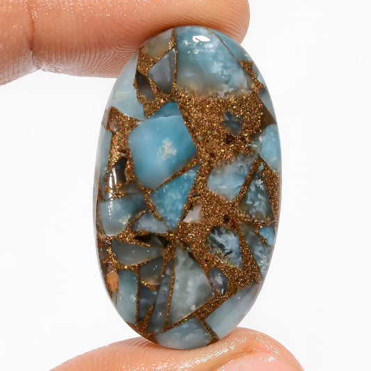 Unique Top Grade Quality Spiny Copper Smithsonite Oval Shape Cabochon Loose Gemstone For Making Jewelry 33 Ct 35X20X5 mm V-5851