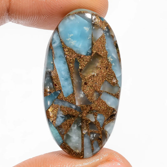 Spiny Copper Smithsonite Oval Shape Cabochon Loose Gemstone 29 Ct. 34X18X4 mm V-5858