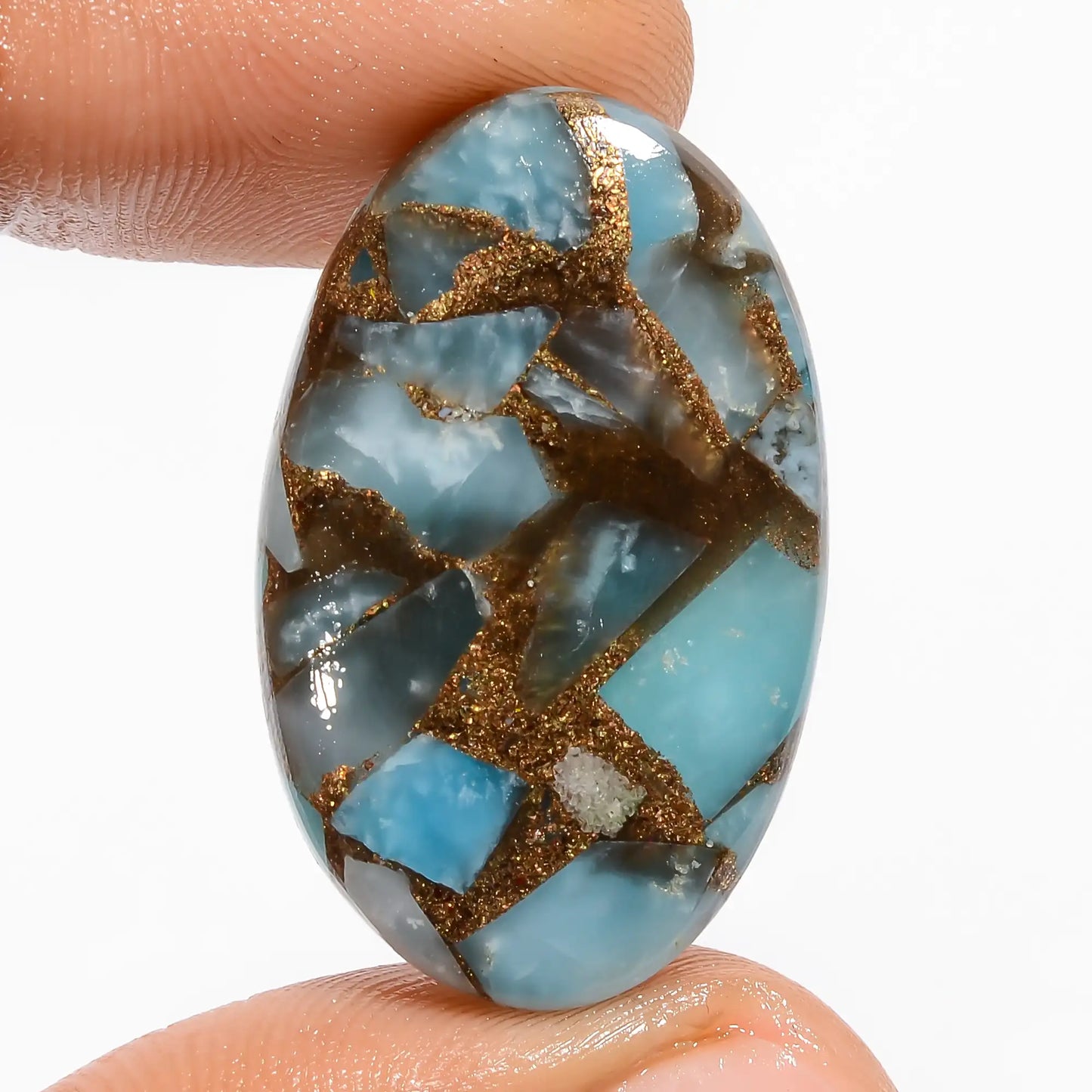 Spiny Copper Smithsonite Oval Shape Cabochon Loose Gemstone 23.5 Ct. 30X18X5 mm V-5861
