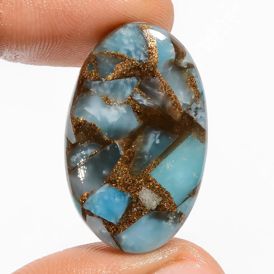 Spiny Copper Smithsonite Oval Shape Cabochon Loose Gemstone 23.5 Ct. 30X18X5 mm V-5861