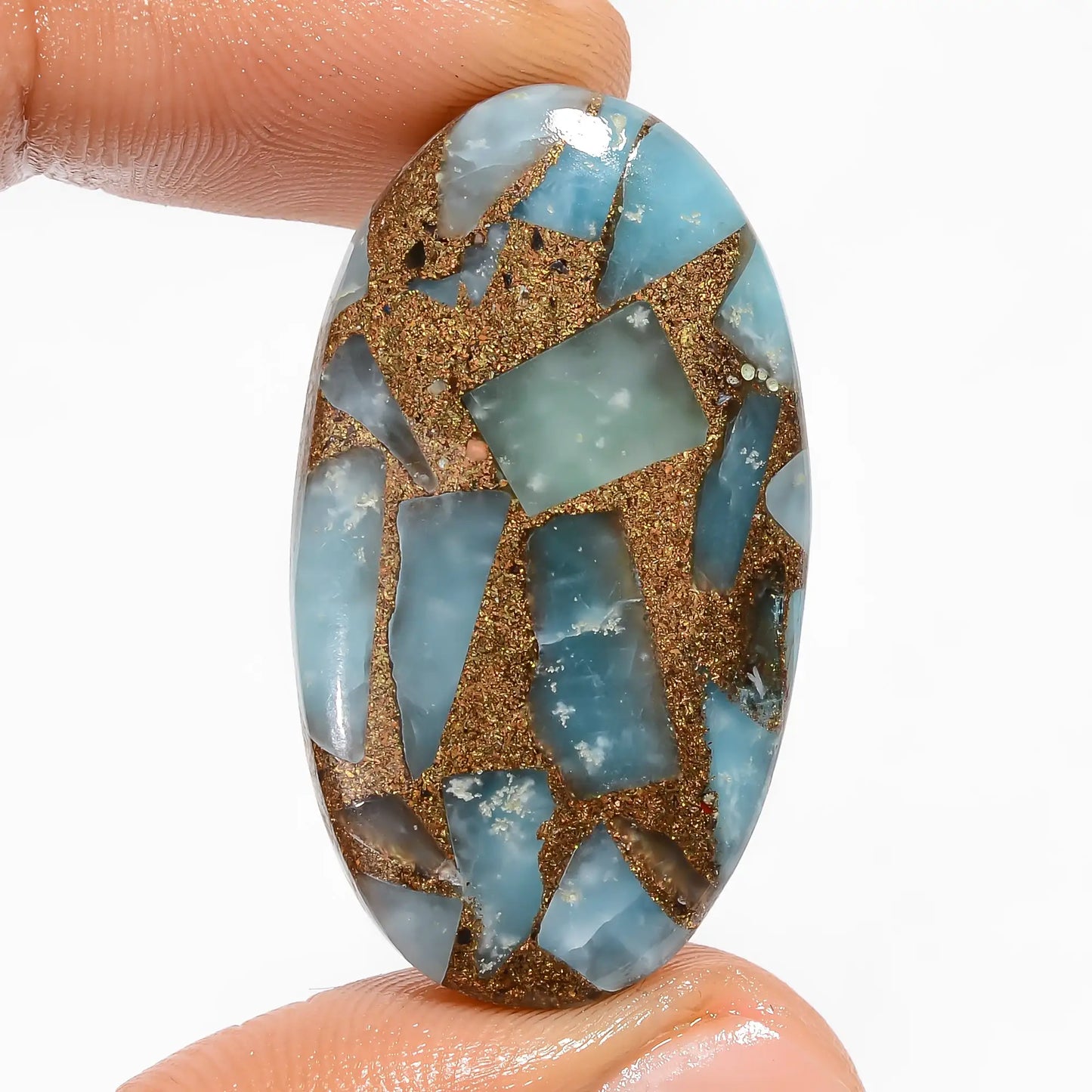 Spiny Copper Smithsonite Oval Shape Cabochon Loose Gemstone 35 Ct. 35X20X5 mm V-5862