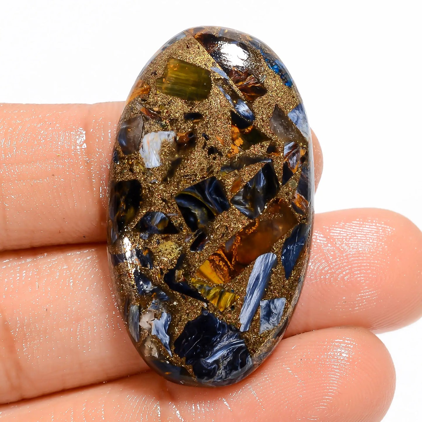 Fantastic Top Grade Quality Spiny Copper Pietersite Oval Shape Cabochon Loose Gemstone For Making Jewelry 42 Ct 37X21X6 mm V5864