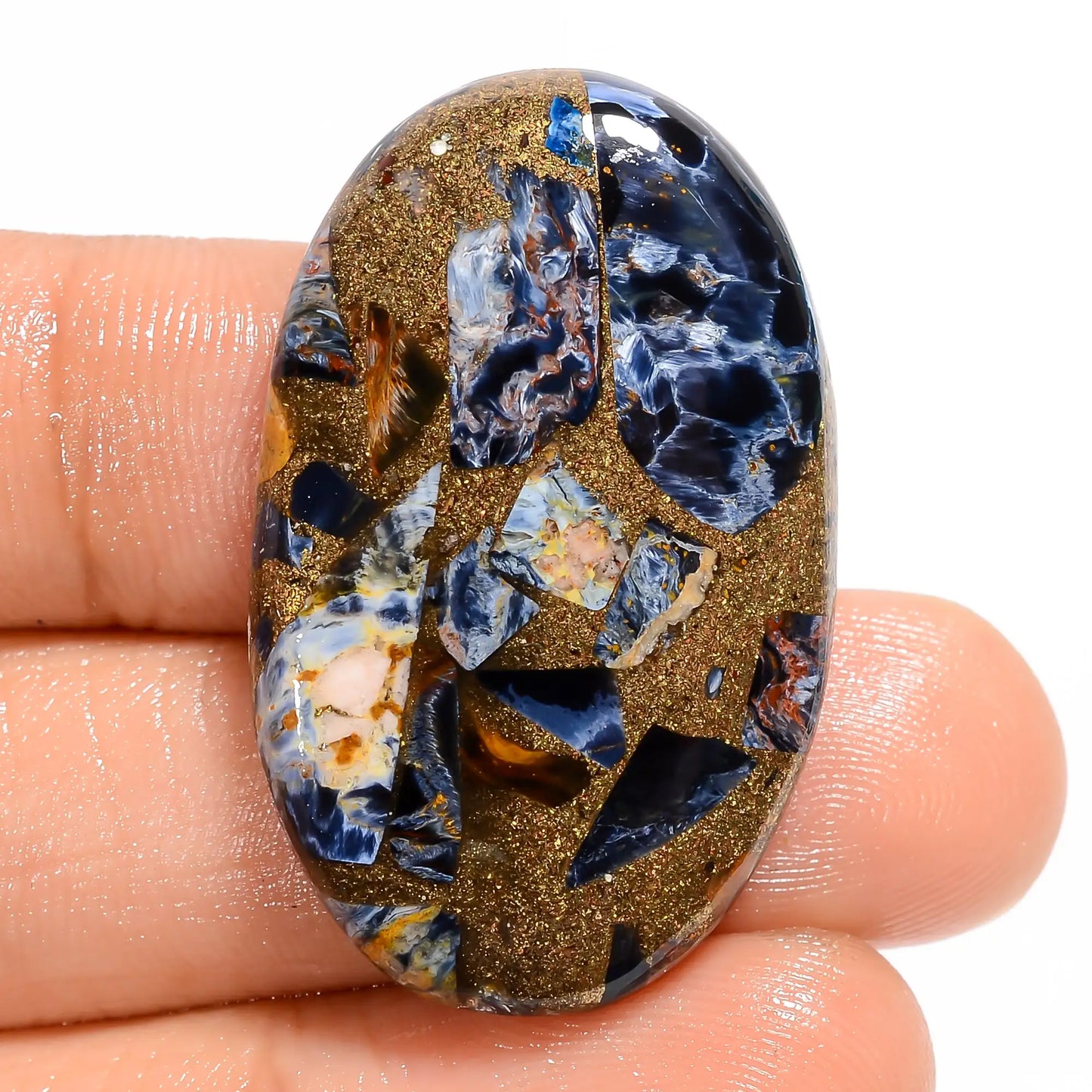 Spiny Copper Pietersite Oval Shape Cabochon Loose Gemstone 34.5 Ct. 34X21X5 mm V-5866