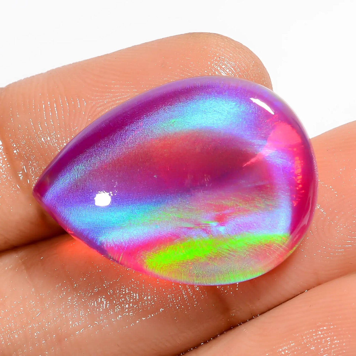 Aurora Opal Pear Shape Cabochon Loose Gemstone 18 Ct. 25X18X5 mm V-5875