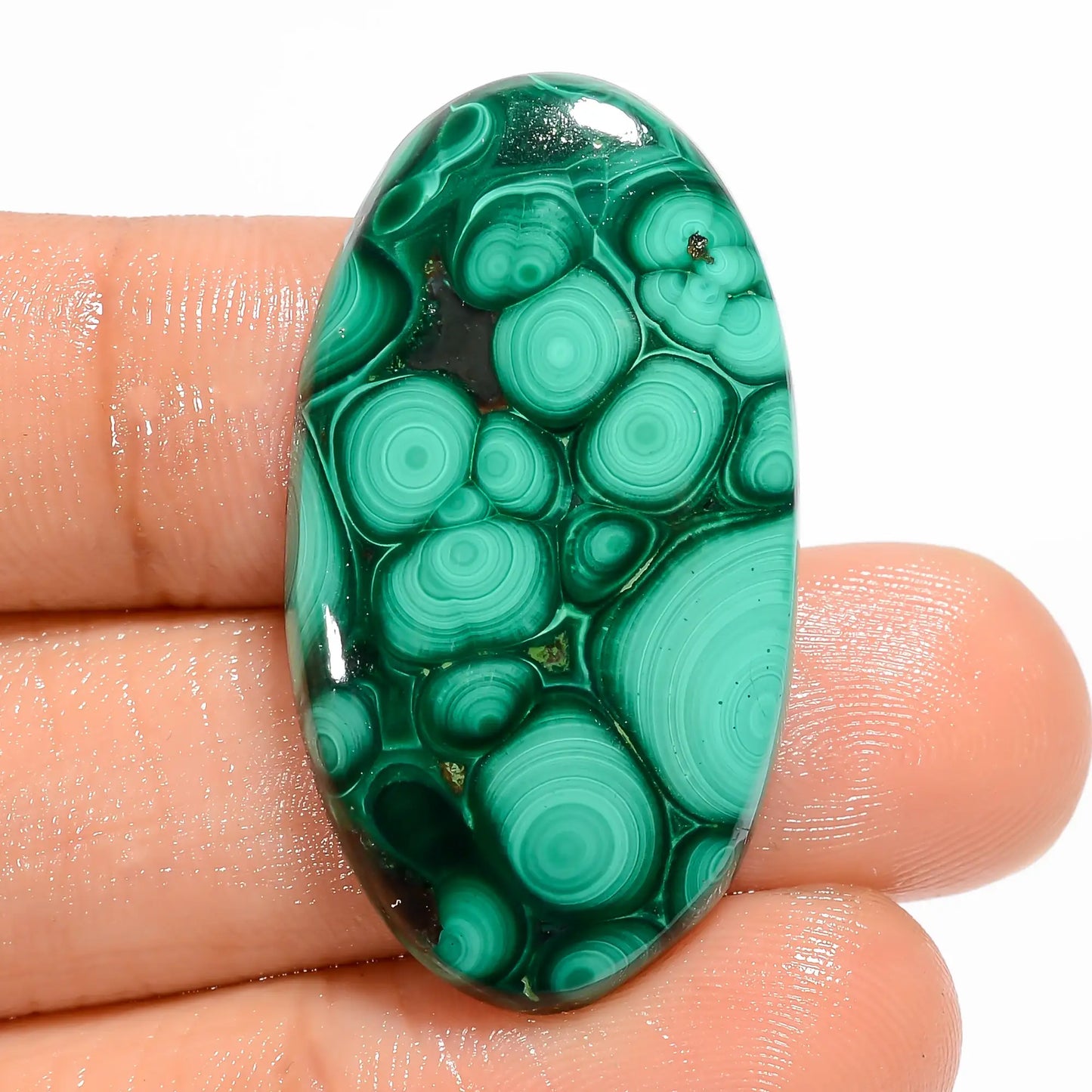 Malachite Oval Shape Cabochon Loose Gemstone Natural 42.5 Ct. 34X19X5 mm V-5886