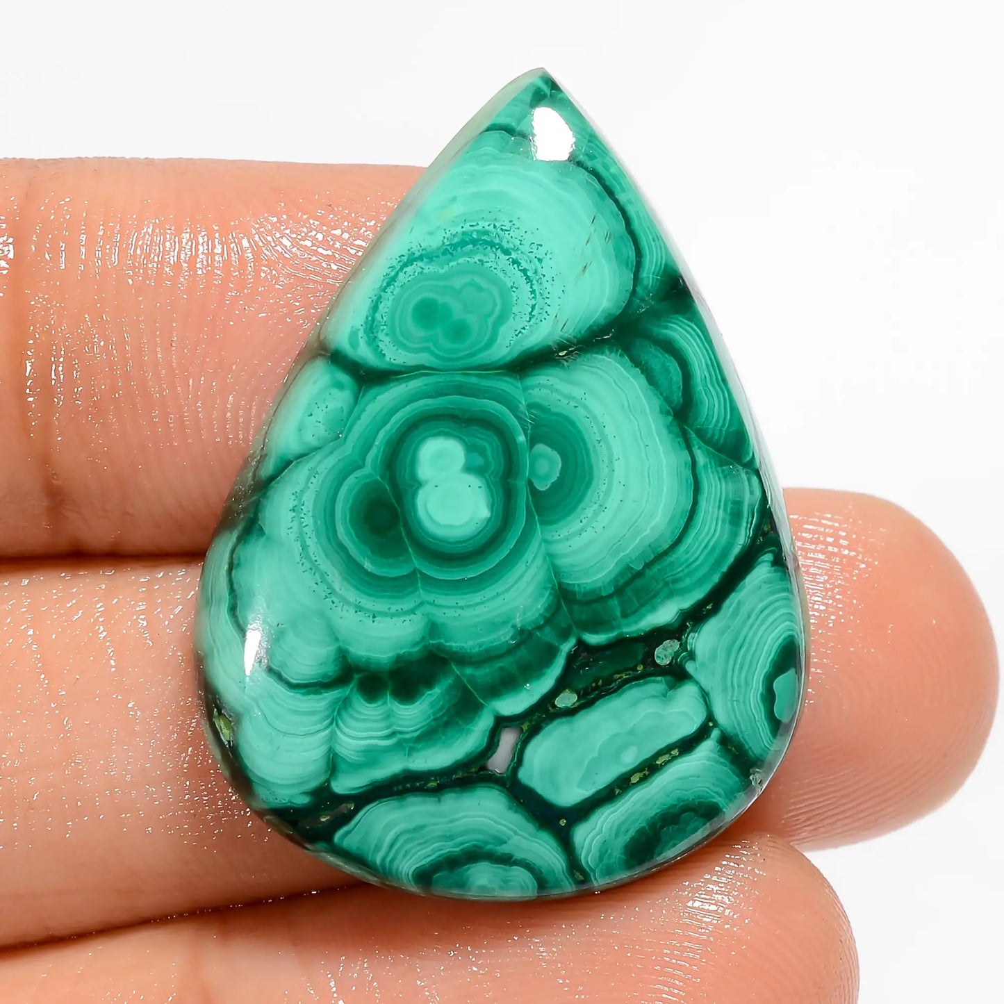 Malachite Pear Shape Cabochon Loose Gemstone Natural 43 Ct. 31X22X5 mm V-5889