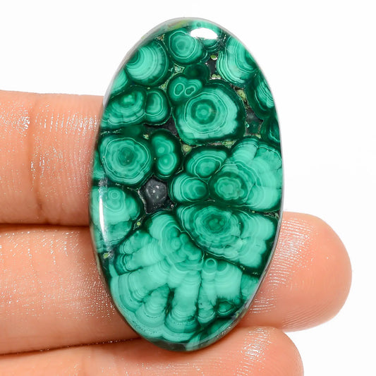 Malachite Oval Shape Cabochon Loose Gemstone Natural 62.5 Ct. 37X21X6 mm V-5890
