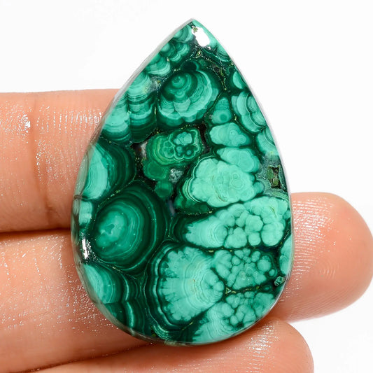 Malachite Pear Shape Cabochon Loose Gemstone Natural 55 Ct. 34X23X6 mm V-5891