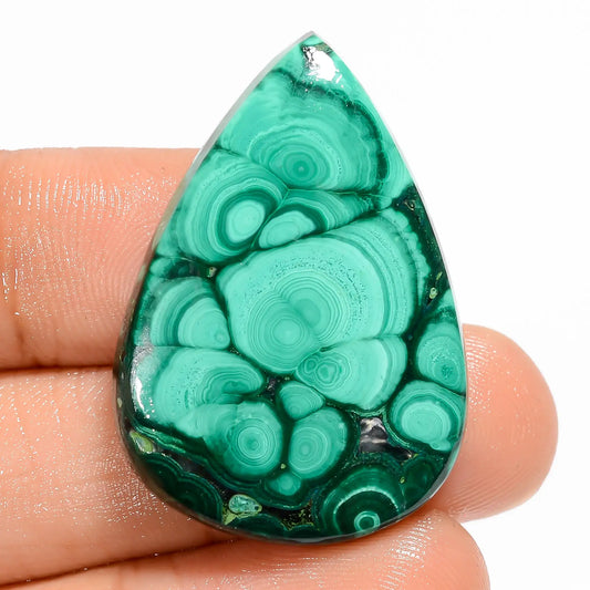 Malachite Pear Shape Cabochon Loose Gemstone Natural 56 Ct. 34X23X6 mm V-5892