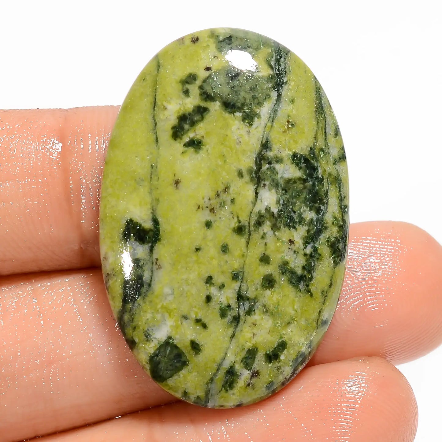 Canadian Jade Oval Shape Cabochon Loose Gemstone Natural 37 Ct. 34X23X5 mm V-5900