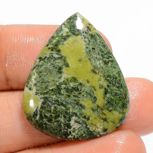 Canadian Jade Pear Shape Cabochon Loose Gemstone Natural 28 Ct. 28X23X5 mm V-5902