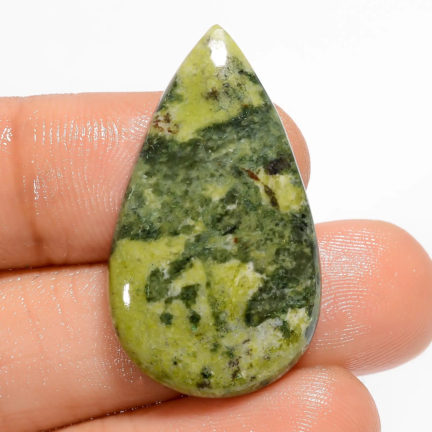 Canadian Jade Pear Shape Cabochon Loose Gemstone Natural 25.5 Ct. 31X18X5 mm V-5907
