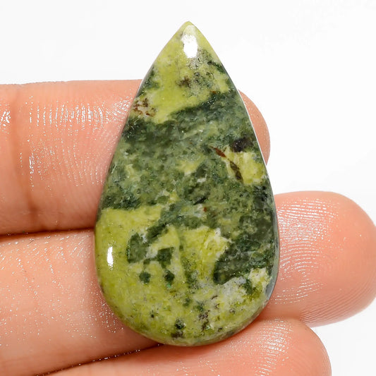 Canadian Jade Pear Shape Cabochon Loose Gemstone Natural 25.5 Ct. 31X18X5 mm V-5907