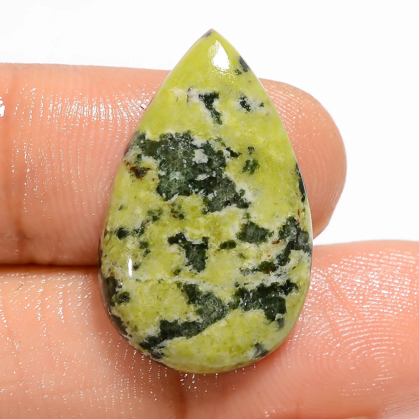Canadian Jade Pear Shape Cabochon Loose Gemstone Natural 15 Ct. 25X15X4 mm V-5909