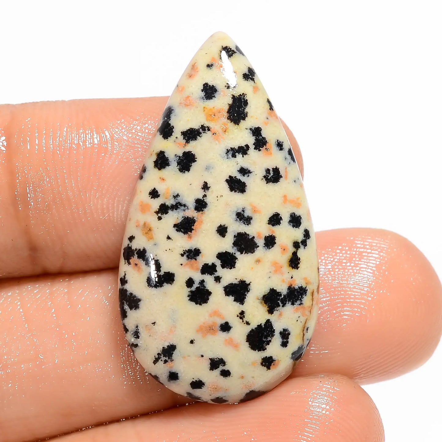Dalmatian Jasper Pear Shape Cabochon Loose Gemstone Natural 19.5 Ct. 31X17X5 mm V-5916