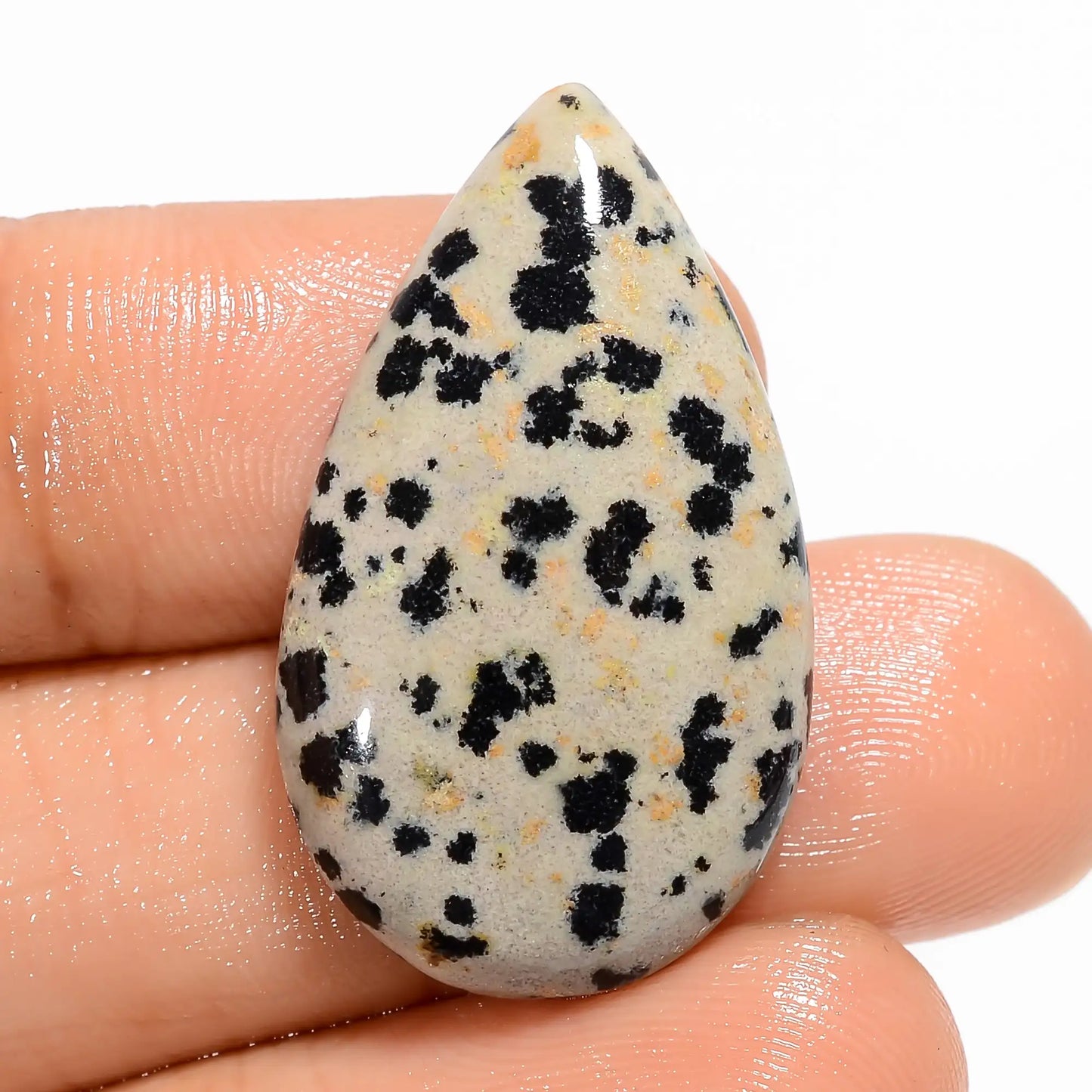 Dalmatian Jasper Pear Shape Cabochon Loose Gemstone Natural 19 Ct. 29X17X4 mm V-5918