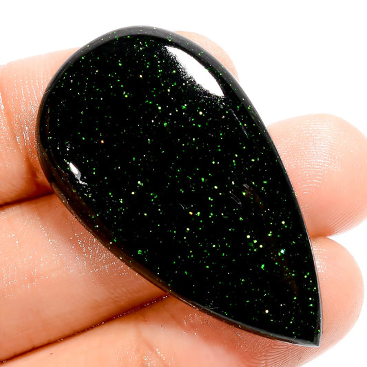 Green Sandstone Pear Shape Cabochon Loose Gemstone 39.5 Ct. 39X22X5 mm V-5969