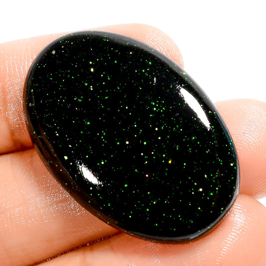Green Sandstone Oval Shape Cabochon Loose Gemstone 33.5 Ct. 32X21X5 mm V-5974
