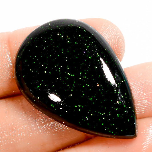 Green Sandstone Pear Shape Cabochon Loose Gemstone 31.5 Ct. 32X21X5 mm V-5975