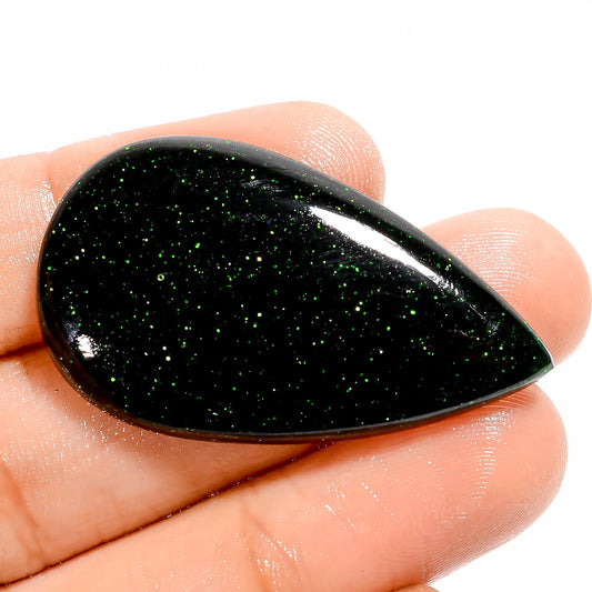 Green Sandstone Pear Shape Cabochon Loose Gemstone 33 Ct. 38X22X5 mm V-5976