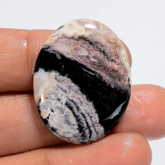 Black Septarian Oval Shape Cabochon Loose Gemstone Natural 30.5 Ct. 29X23X5 mm V-6007