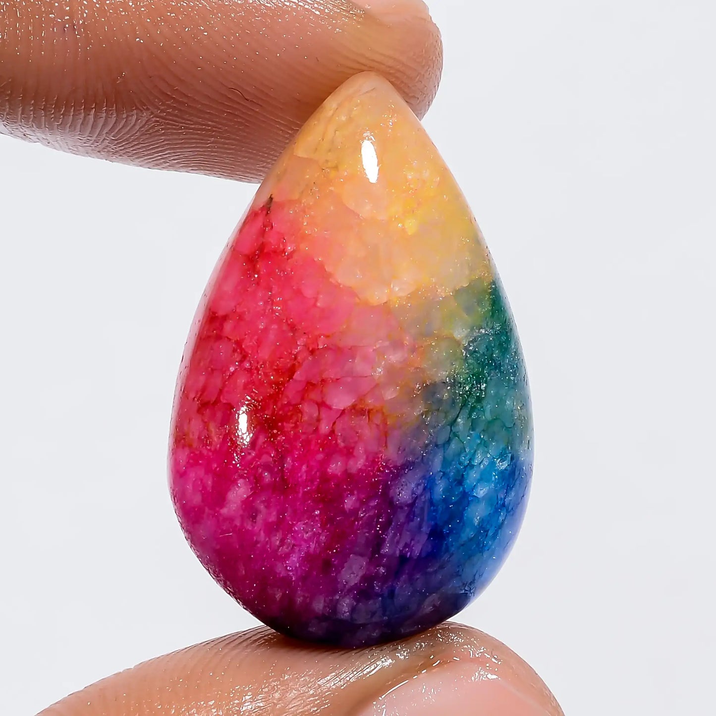 Rainbow Solar Quartz Pear Shape Cabochon Loose Gemstone 34 Ct. 29X19X8 mm V-6030