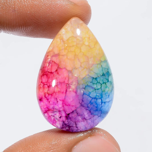 Rainbow Solar Quartz Pear Shape Cabochon Loose Gemstone 36.5 Ct. 29X20X8 mm V-6033
