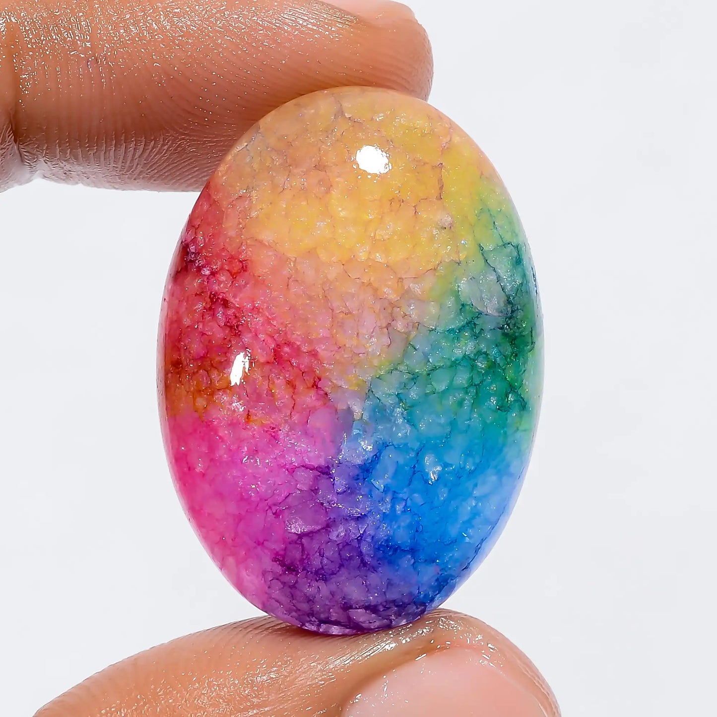 Rainbow Solar Quartz Oval Shape Cabochon Loose Gemstone 42 Ct. 31X22X8 mm V-6036