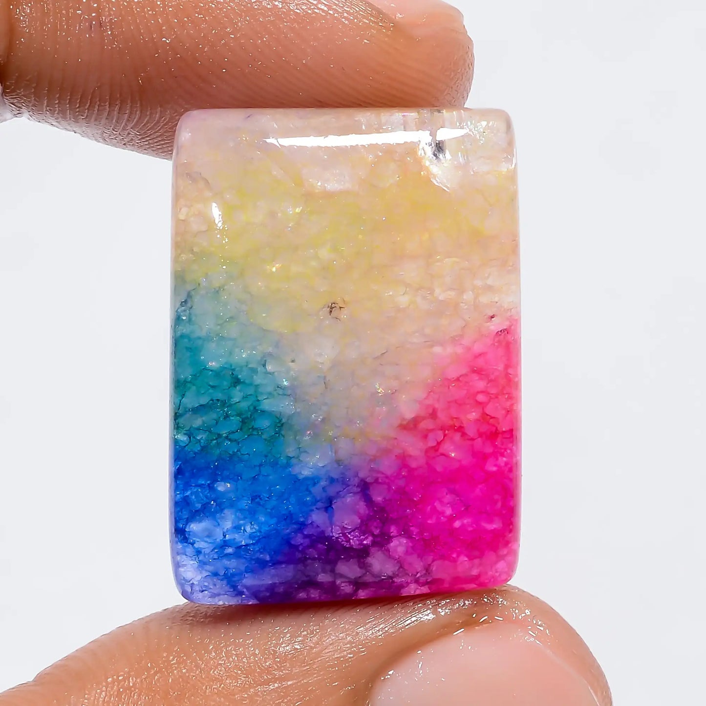 Rainbow Solar Quartz Radiant Shape Cabochon Loose Gemstone 30 Ct. 26X18X6 mm V-6044
