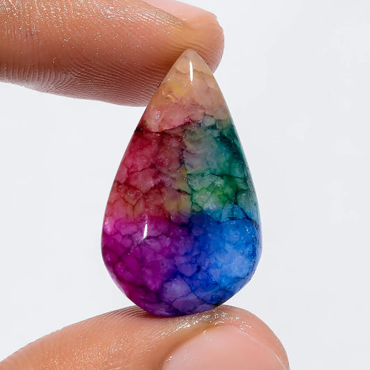 Rainbow Solar Quartz Pear Shape Cabochon Loose Gemstone 22 Ct. 27X16X7 mm V-6046