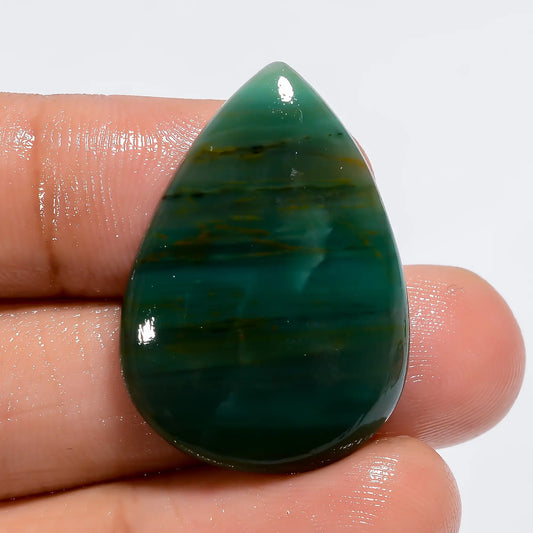 Gary Green Jasper Pear Shape Cabochon Loose Gemstone Natural 25 Ct. 29X21X5 mm V-6051