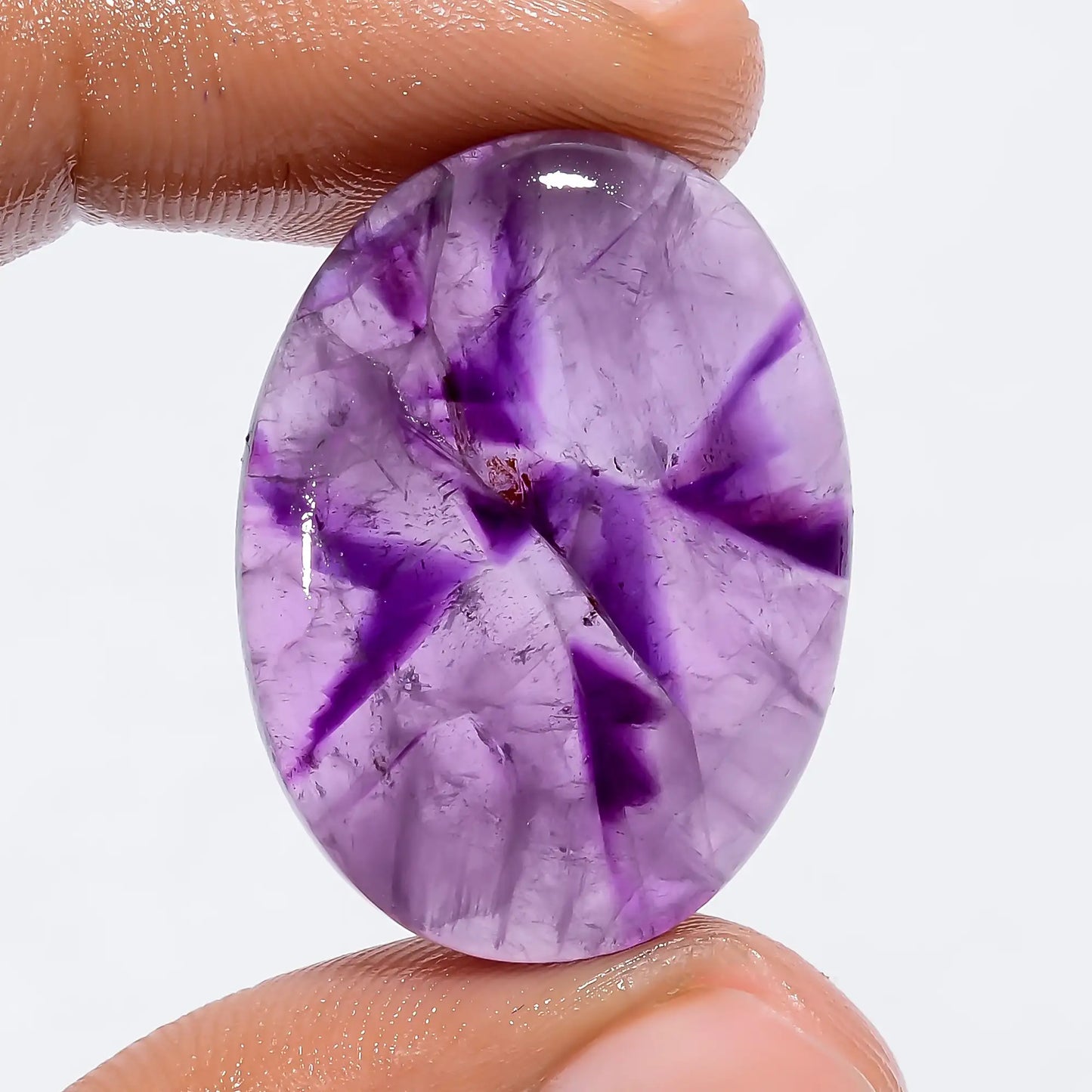 Trapiche Amethyst Oval Shape Cabochon Loose Gemstone Natural 33 Ct. 28X21X5 mm V-6057