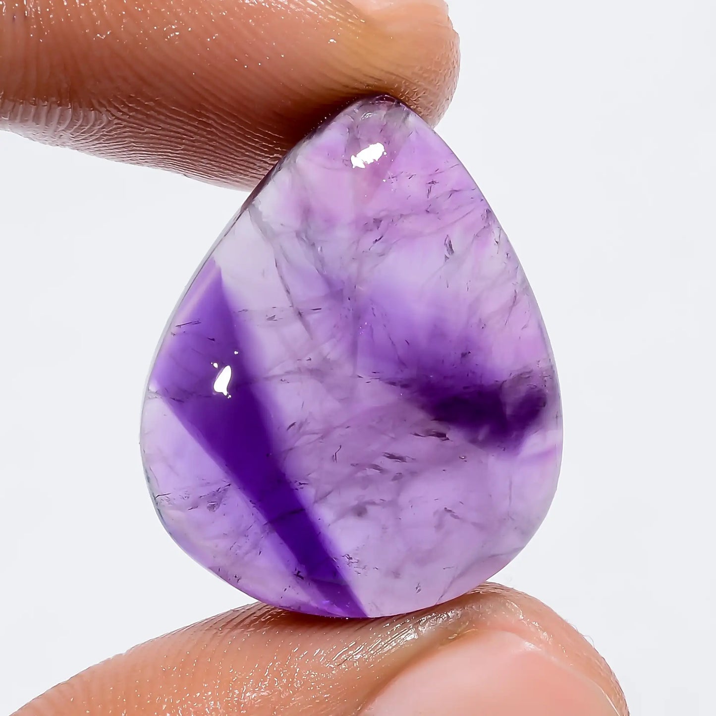 Trapiche Amethyst Pear Shape Cabochon Loose Gemstone Natural 24 Ct. 24X19X7 mm V-6068