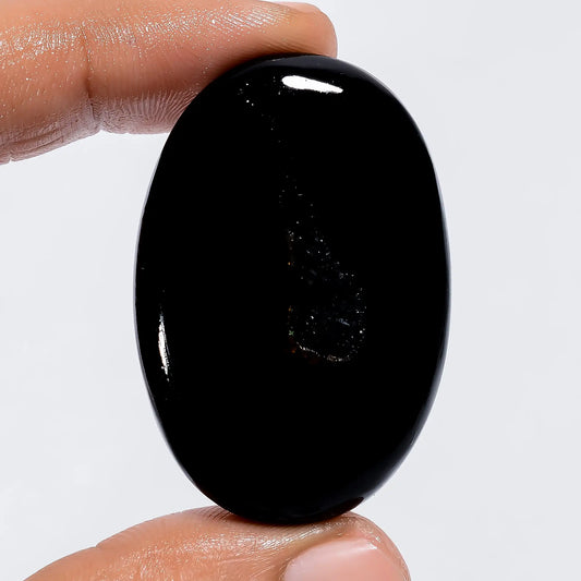 Black Onyx Druzy Oval Shape Cabochon Loose Gemstone Natural 72.5 Ct. 44X30X6 mm V-6087