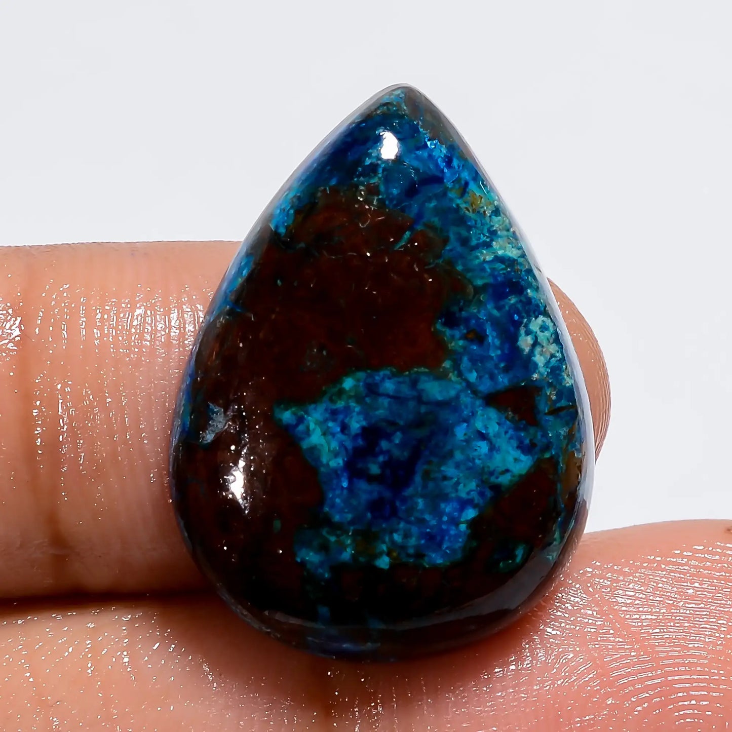 Shattuckite Pear Shape Cabochon Loose Gemstone Natural 21 Ct. 24X18X5 mm V-6103