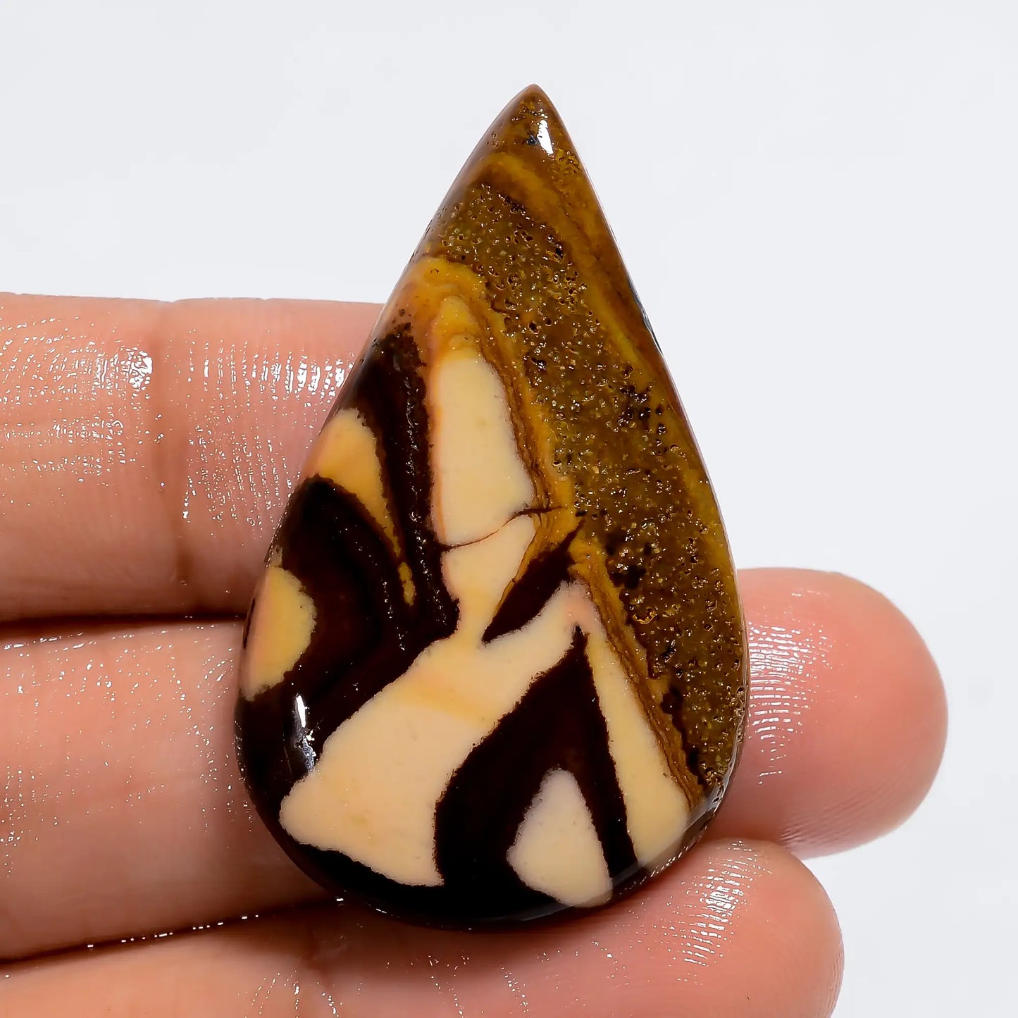 Austalian Picture Jasper Pear Shape Cabochon Loose Gemstone Natural 42.5 Ct. 39X24X5 mm V-6105