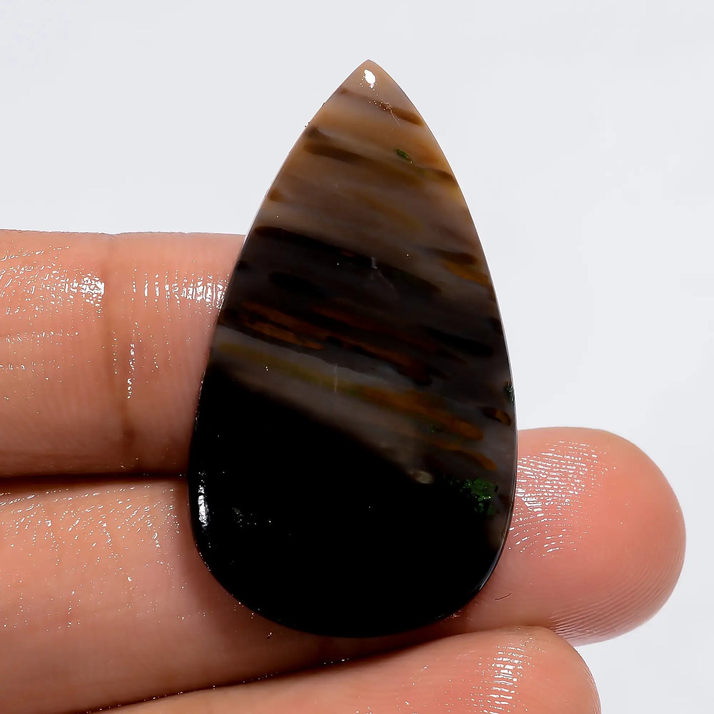 Palm Root Agate Pear Shape Cabochon Loose Gemstone Natural 19.5 Ct. 35X20X4 mm V-6114