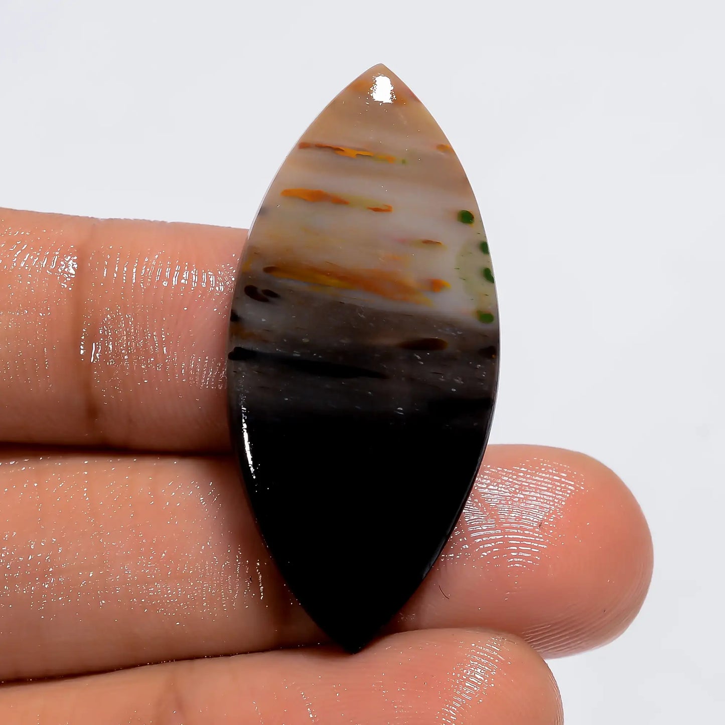 Palm Root Agate Marquise Shape Cabochon Loose Gemstone Natural 20.5 Ct. 37X17X5 mm V-6116
