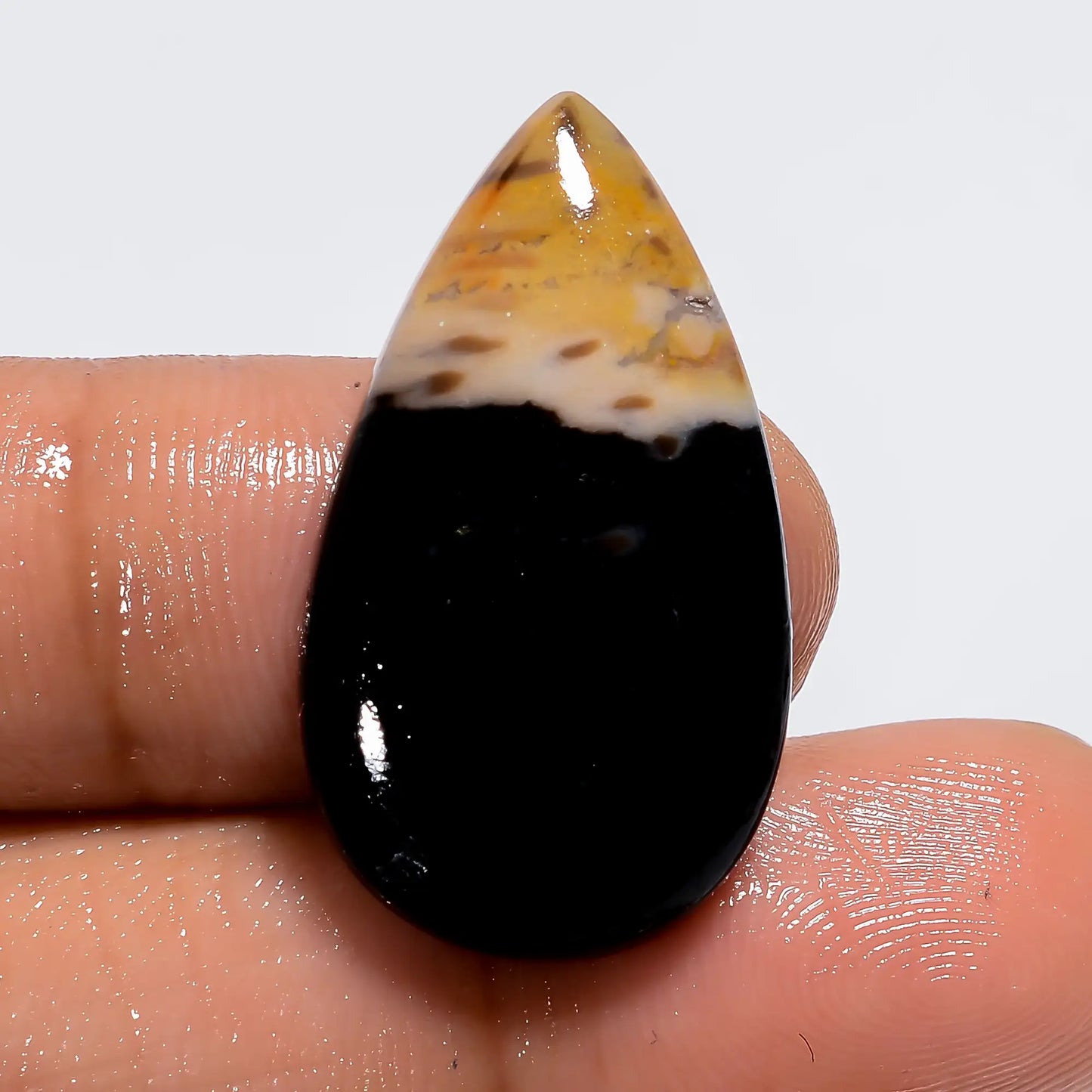 Palm Root Agate Pear Shape Cabochon Loose Gemstone Natural 16.5 Ct. 28X15X5 mm V-6117
