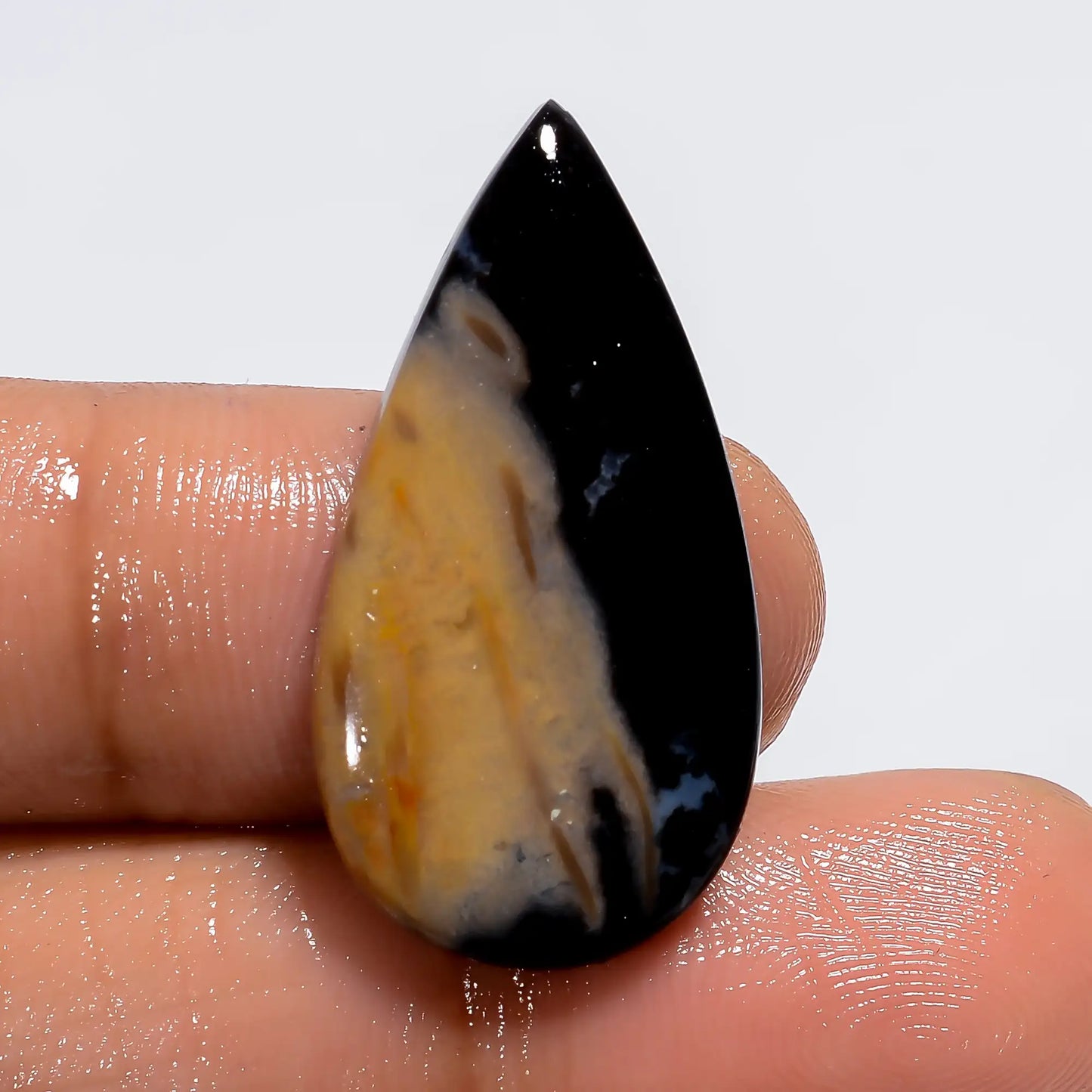 Palm Root Agate Pear Shape Cabochon Loose Gemstone Natural 12.5 Ct. 28X15X4 mm V-6120