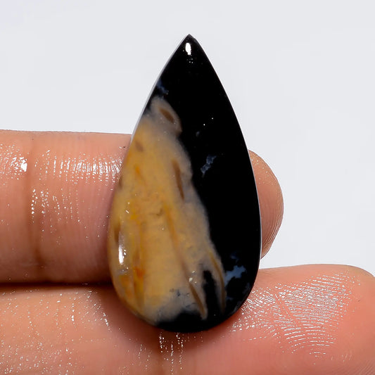 Palm Root Agate Pear Shape Cabochon Loose Gemstone Natural 12.5 Ct. 28X15X4 mm V-6120