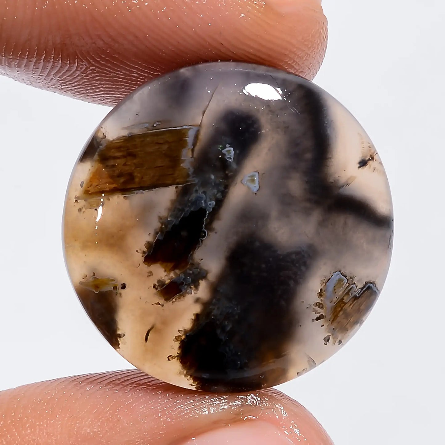 Stick Agate Round Shape Cabochon Loose Gemstone Natural 19 Ct. 21X21X5 mm V-6131