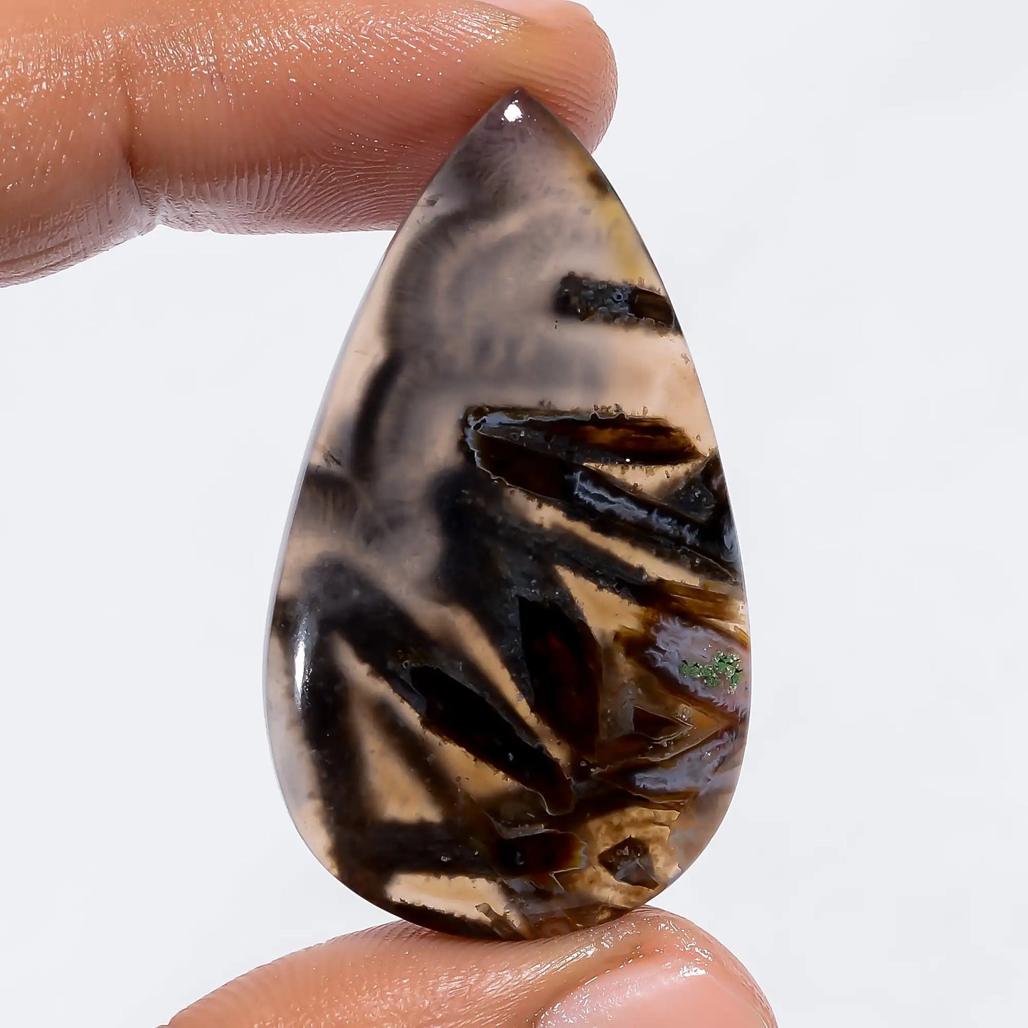 Stick Agate Pear Shape Cabochon Loose Gemstone Natural 36.5 Ct. 41X24X5 mm V-6132