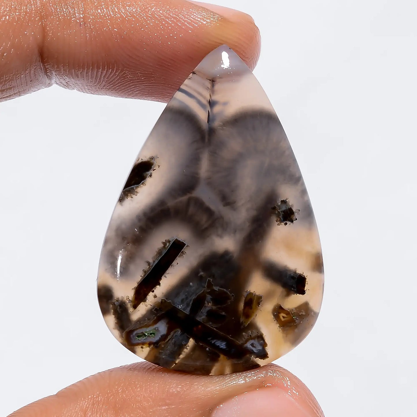 Stick Agate Pear Shape Cabochon Loose Gemstone Natural 35 Ct. 36X25X5 mm V-6133
